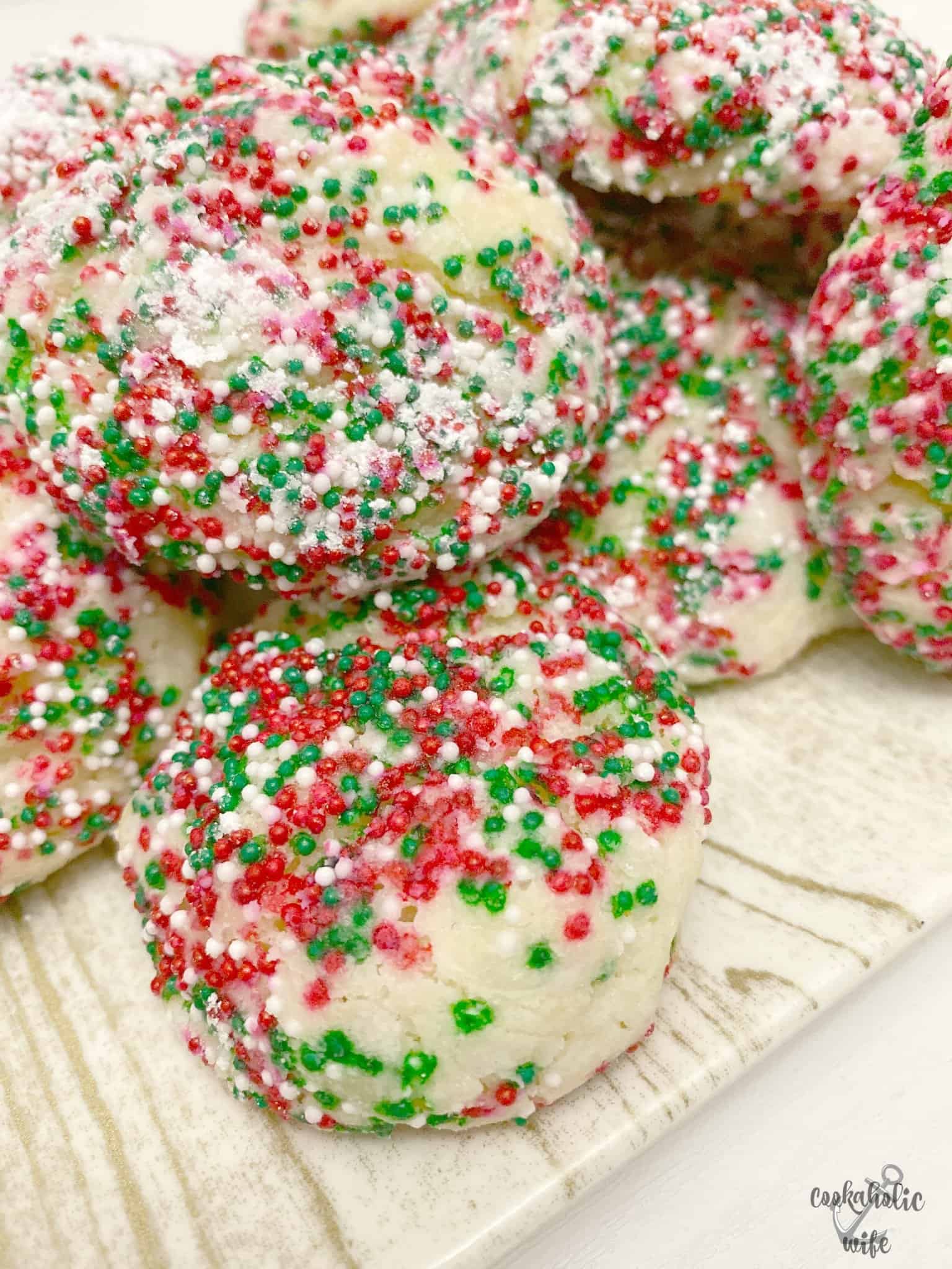 Easy Christmas Sprinkle Cookies - Cookaholic Wife