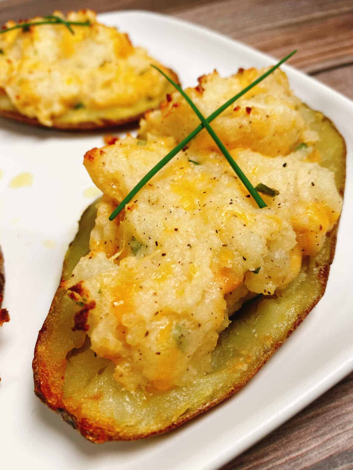 Cheddar Chive Twice Baked Potatoes - Cookaholic Wife